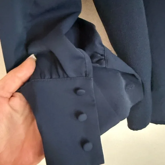Brook Brothers Elegant Navy Blue Women's long sleeve  blouse size XL - Picture 2 of 9